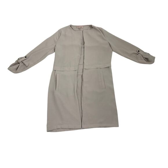 PHILOSOPHY Tan Open Front Lightweight Casual Trench Duster Jacket Size XS - Picture 3 of 5